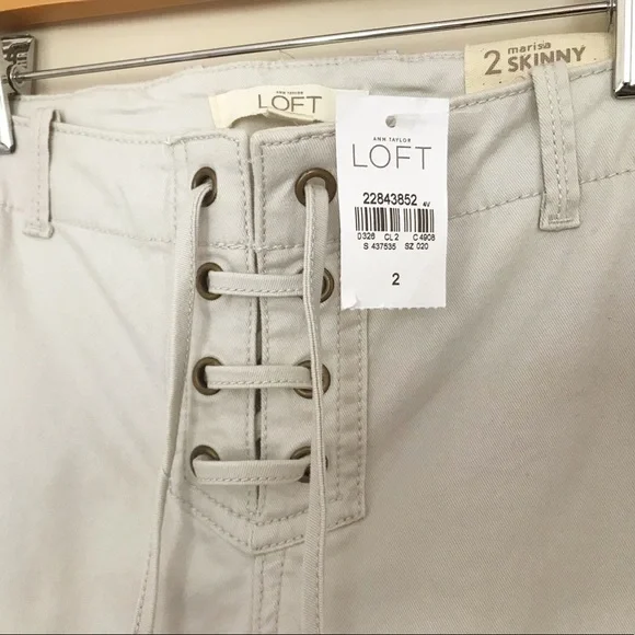LOFT Marisa Skinny Pants Tan Cotton Size 2 New With Tags Ivory Casual - Picture 5 of 7